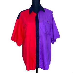 Blitzz Vintage Color Block Unisex Button Up.